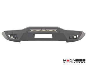 Ford Bronco Front Bumper - Full Width w/ 20" Black Series Flood Light + SAE Fog Cubes 